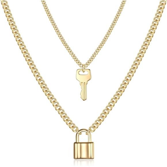 Dainty Layered Choker Necklace, Handmade 14K Gold Plated Y Pendant Necklace - Picture 1 of 7